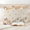 thumbnail image 3 of White Pumpkin Fall Outdoor Waterproof Pillow Covers, Thanksgiving Eucalyptus Leaves Linen Decorative Square Throw Pillowcase Sofa Cushion Sham for Patio/Couch/Chair, 16"x16" 2 Pack, 3 of 8