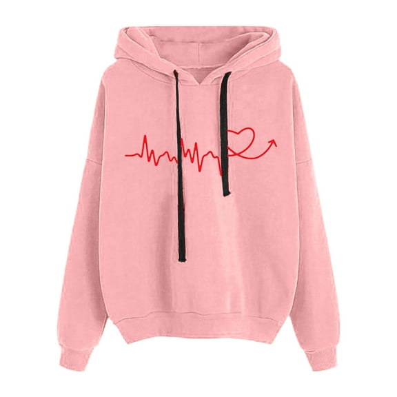 XINXIAOO Womens Hoodies Long Sleeve Women's Hoodies Pullover Graphic Hoodies for Women Pink Crewneck Fall Sweatshirts for Women College Wear