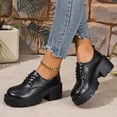 thumbnail image 6 of Willtoo Womens British‑Inspired Lace‑Up Walking Shoes Round‑Toe Chunky Lug‑Sole Low‑Top Block‑Heel Fashion Footwear for Daily Wear, 6 of 6