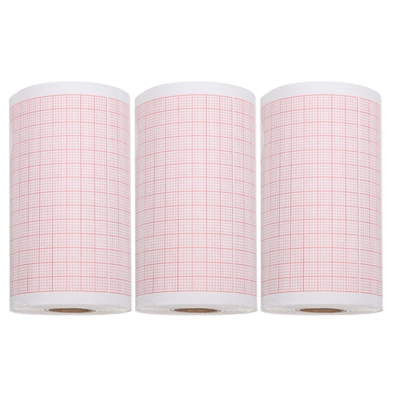 3 rolls Blank ECG Graph Sheets: Recording Red Grid Thermal Refills - 80mmx20m ECG Paper Pad - Blank Grid Sheets - Compatible with SE-3/300/Mindray R3/Zhongqi Three-lead/Comen CM300/BeneHeart IE300