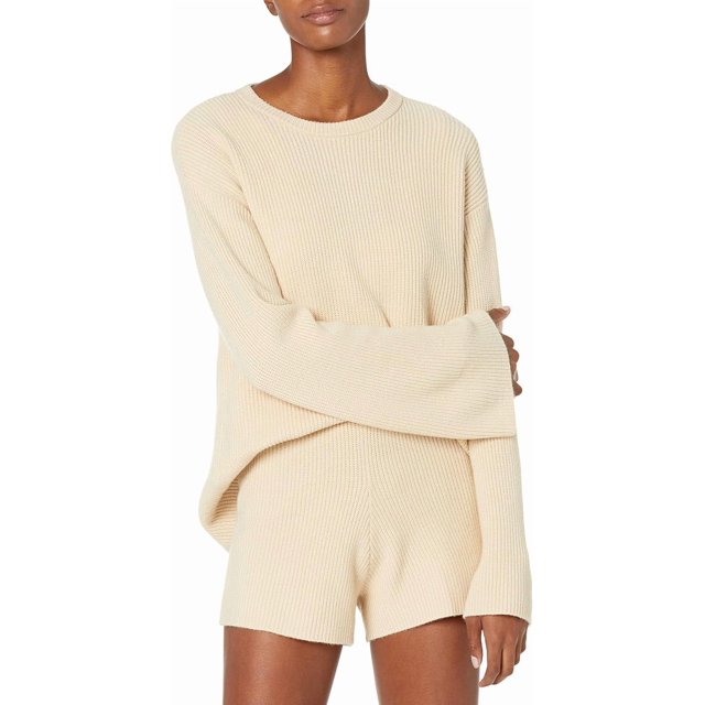 The Drop Womens Alice Crew-Neck Back-Slit Ribbed Pullover Sweaterpullover-Sweaters