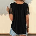 thumbnail image 6 of Olyvenn Women's T-Shirt Lace Short Sleeve Criss Cross V-Neck Tops 2025 Summer Lace Patchwork Trendy Casual Comfy Tshirts Black L, 6 of 7