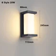 thumbnail image 3 of Luz de pared LED para exteriores, impermeable, 20 W, CA 85-265 V, IP65, sensor de movimiento, luz para porche, balcón, jardín, montaje en superficie, 3 of 5