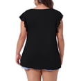 thumbnail image 3 of Agnes Orinda Women's Plus Size Tops Summer Notched V Neck Ruffle Sleeve Casual Blouse 2X Black, 3 of 6