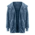 thumbnail image 4 of yievot Winter Coat for Women Open Front Hooded Fuzzy Fleece Jacket Long Sleeve Cardigan Outerwear with Pockets, 4 of 5