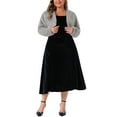 thumbnail image 2 of Agnes Orinda Women's Plus Size Cropped Cardigan Faux Fur Bolero Shrug Top Wedding Open Front Jackets 3X Grey, 2 of 6