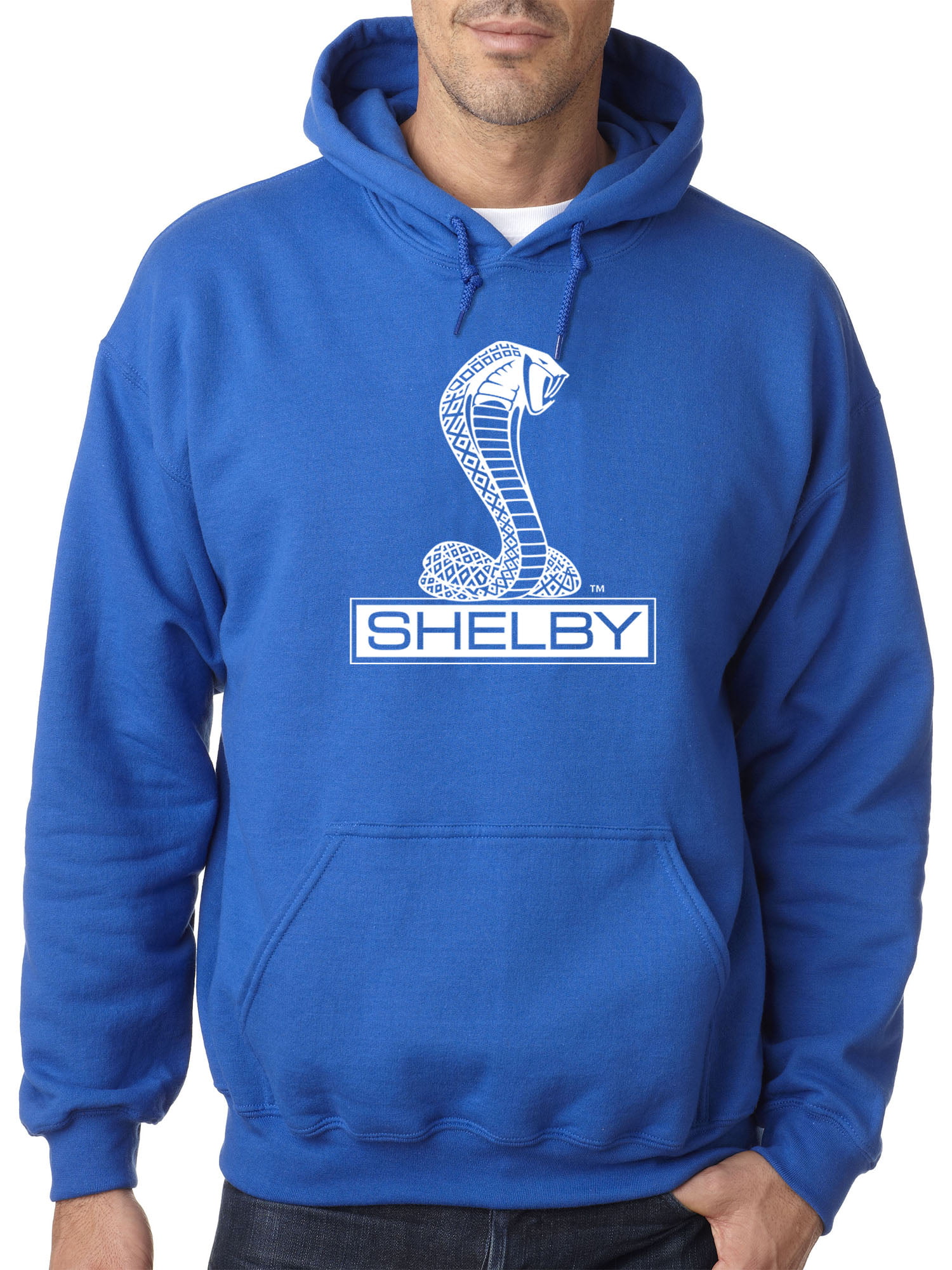 American Hotrod Mustang White Blue Shelby Cobra Graphic Hoodie for Men 