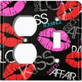 thumbnail image 4 of Metal Light Switch Plate Cover Lipstick Kisses Love Romance Black LOV008, 4 of 13