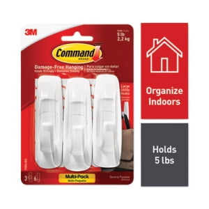 

Command Command General Purpose Hooks Multi-Pack Large 5 lb Cap White 3 Hooks and 6 Strips/Pack 170033ES