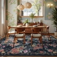thumbnail image 4 of Lahome Decor 6'x9' Boho Floral Area Rug 6x9ft Washable Rugs for Living Room,Vintage Girls Rugs for Bedroom Ultra-Thin Non Slip Nursery Rug Girl Carpet for Playroom Dining Room Nursery,Black, 4 of 10