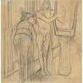 thumbnail image 2 of Stanisław Wyspiański 15x15 Black Ornate Wood Framed Double Matted Museum Art Print Titled - Apollo and Melpomene'. Sketch for the Illustration of 'Iliad' Homer (1896), 2 of 5