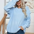 thumbnail image 4 of LEBONYARD Sweaters for Women Plus Size,Womens Sweaters Lightweight,Women's Shoulder Drop Long Sleeve Round Neck Sweater Fashion Casual Pullover Blue M, 4 of 7