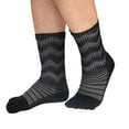 thumbnail image 2 of Wuxian Wool Socks For Women Toe Socks Striped Thermal Fuzzy Thick Crew Socks Winter Hiking Crew Length Stockings Sports Cozy Casual Breathable Socks,Black,L, 2 of 3