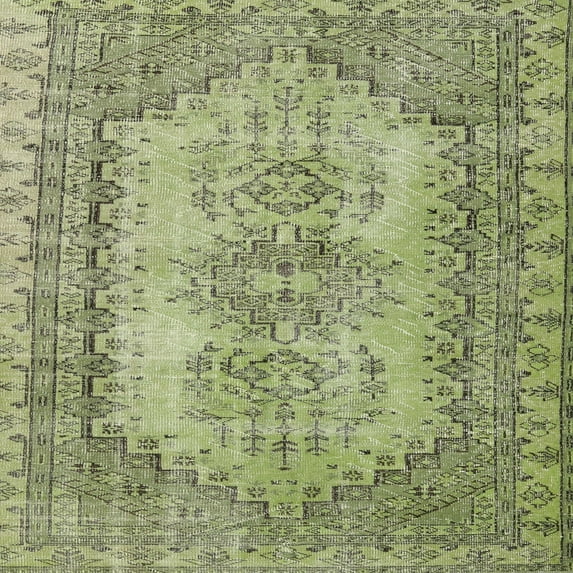 Ahgly Company Machine Washable Indoor Square Contemporary Avocado Green Area Rugs, 3' Square