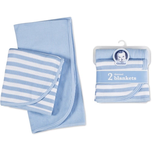 Gerber Thermal Receiving Blankets, Blue, 2Pack