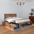 thumbnail image 2 of VECELO Queen Bed Frame with 4 Storage Drawers, Industrial Platform Bed with Wooden Headboard, No Box Spring Needed, Easy Assembly, Brown, 2 of 7
