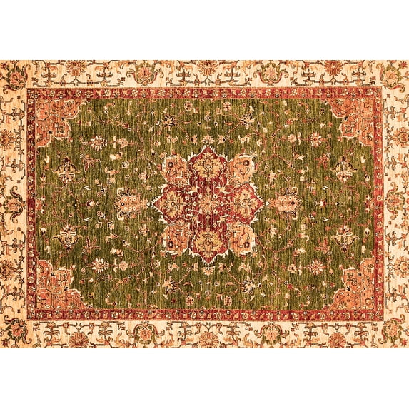 Ahgly Company Indoor Rectangle Abstract Orange Modern Area Rugs, 4' x 6'