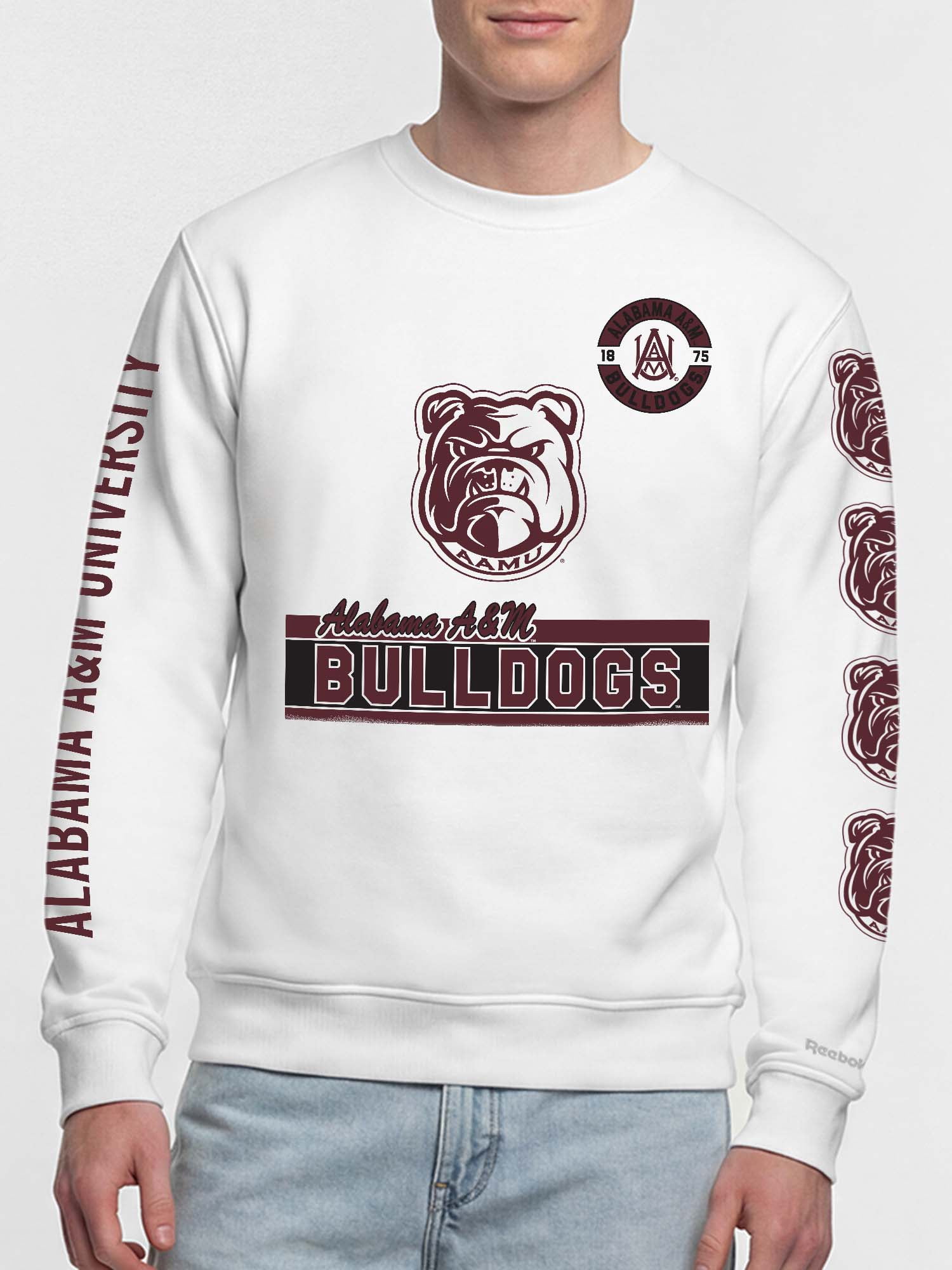 Alabama A&M Bulldogs Reebok Mens White Crew Sweatshirt