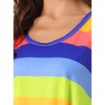 thumbnail image 4 of DARING DIVA Women's 2-Piece Rainbow Tank Tops with Shorts Stripe Pajama Set L Blue, 4 of 6