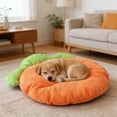 thumbnail image 4 of Kuroiy Round Carrot Shape Pet Bed Mat | Soft Flannel Indoor Cushion for Small Dogs Kittens | Warm Cozy Lint-Resistant Pad | 55x43cm Orange | Easter Gift Decor Durable Easy Care, 4 of 6