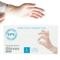 FPN Vinyl Synthetic Gloves, Clear, Powder-Free & Latex-Free – Large 100 Count Box, Disposable, 4 Mil, Gloves for Cleaning, Cooking, Salon, Pet Care