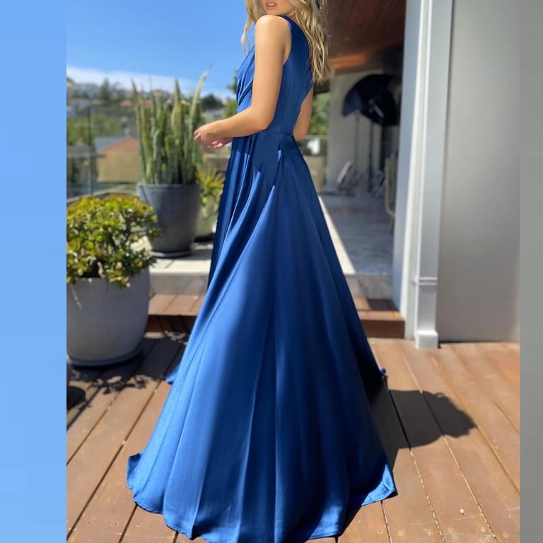 formal march wedding guest dress Long Metallic Foil Dress with Side Cutouts by Poly USA 8270 – ABC Fashion