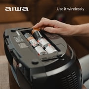 Aiwa Portable Boombox with 7 LCD Display, Bluetooth, FM Radio, CD/DVD Player, 3W x 2 Speakers with Bass, Supports Roku & Amazon Firestick Streaming