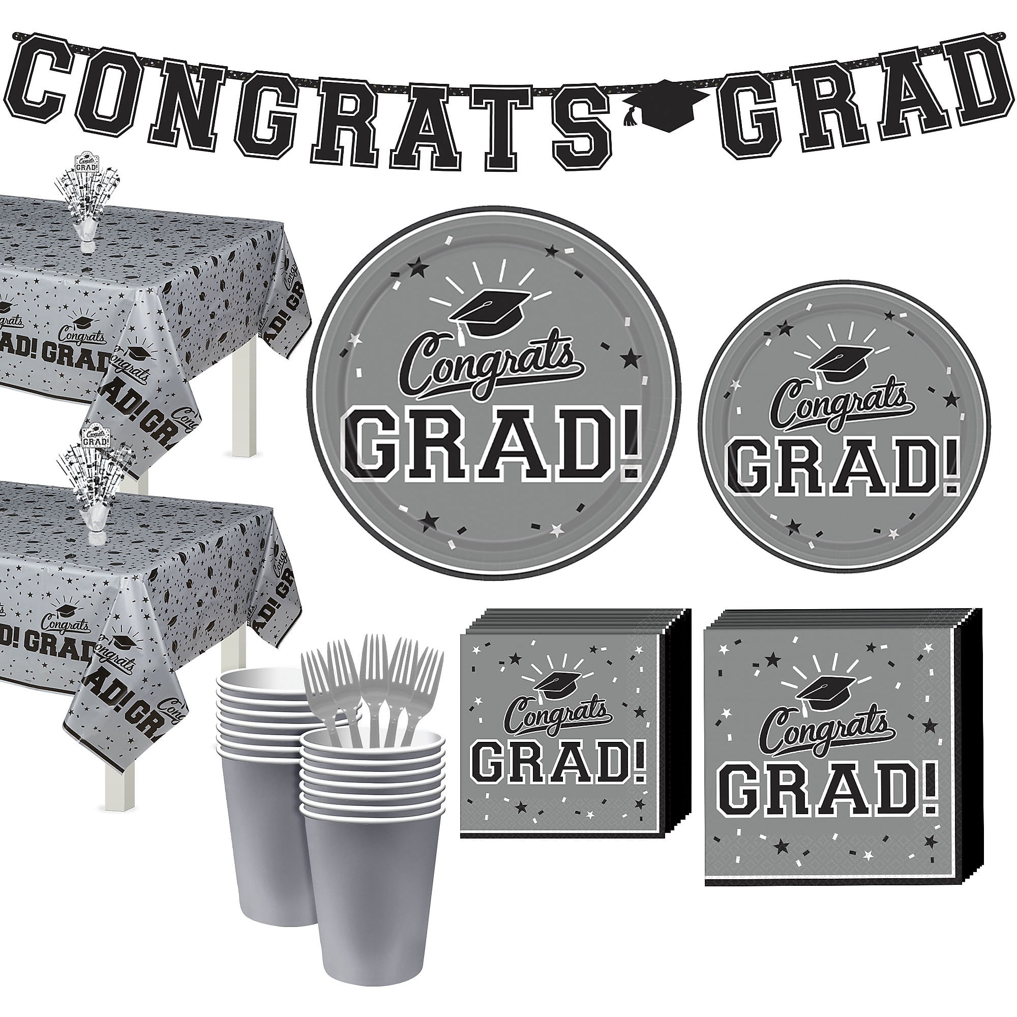 Party City Congrats Grad Graduation Party Kit for 36 Guests, Includes