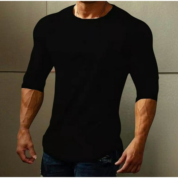 Njagoc3 Men's 3/4 Sleeve Slim Fit Top - Gym & Casual Training Wear