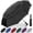 black, variant on 62 Inch Large Vented Golf Umbrella with Reflective Stripe Windproof Double Canopy 10 Ribs Portable Travel Umbrella UV Protection Auto Open Close Black