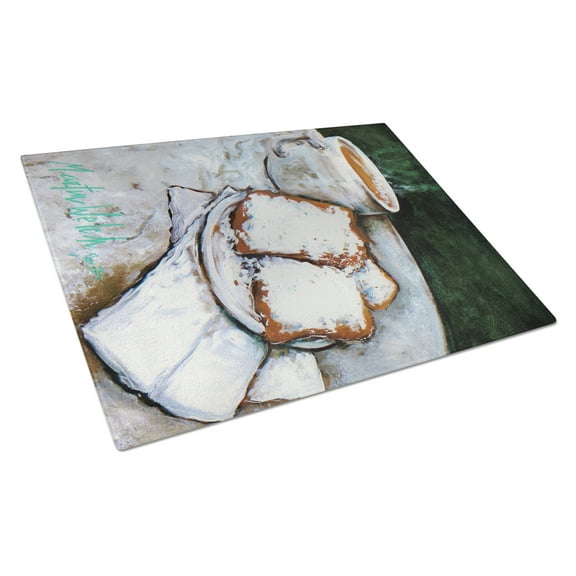 Carolines Treasures MW1189LCB Beignets Breakfast Delight Glass Cutting Board Large 12H x 16W multicolor