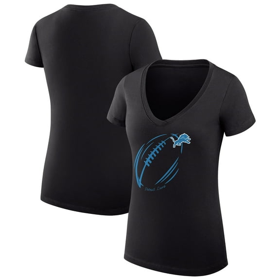 Women's G-III 4Her by Carl Banks  Black Detroit Lions Super-Slim Fit Lightweight Subtle Football V-Neck T-Shirt