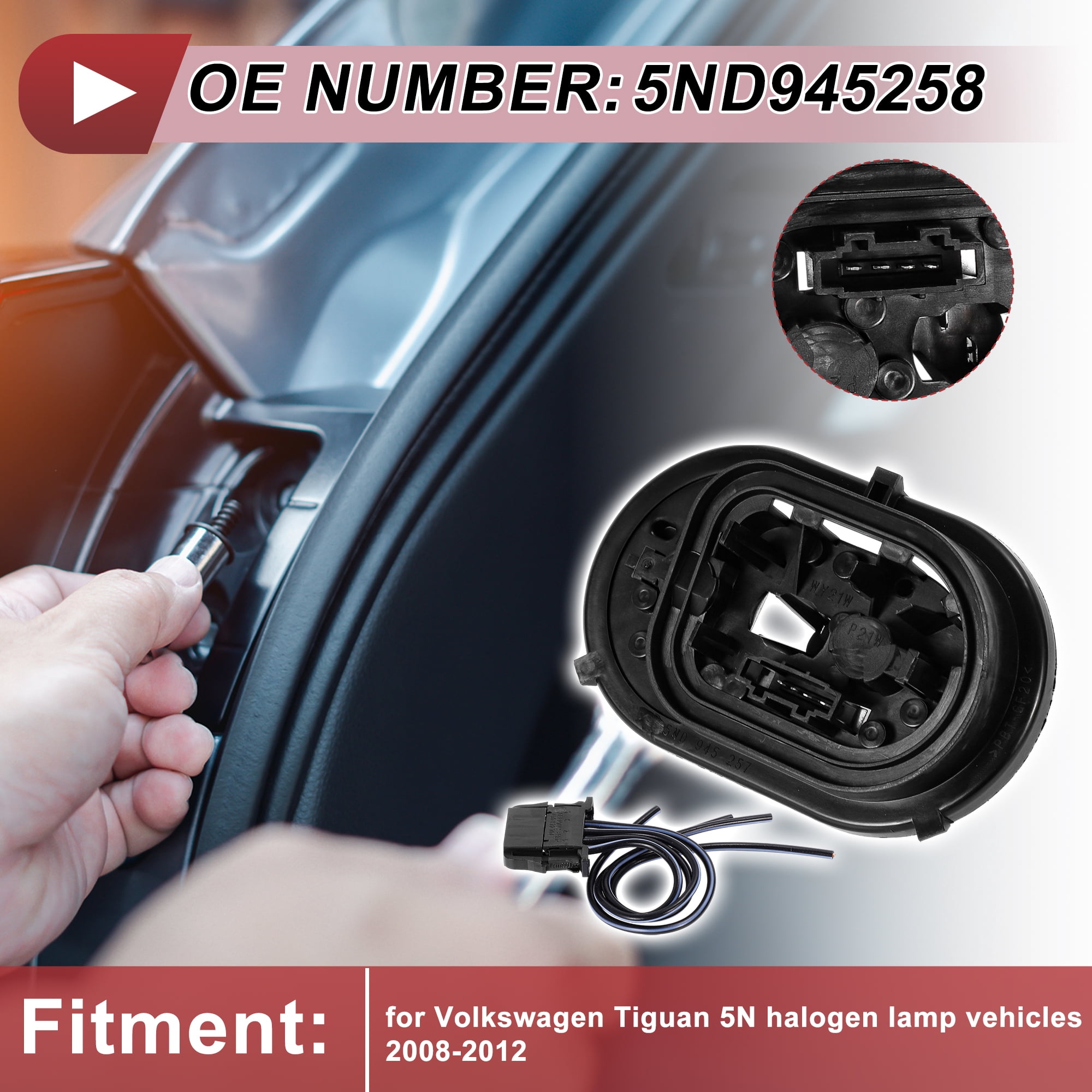 Unique Bargains Light Socket Wiring for Volkswagen Tiguan 5N Halogen Lamp Left