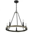 thumbnail image 3 of Cal Lighting Maidstone 5-Light Metal Chandelier in Matte Satin Black/Oak, 3 of 5