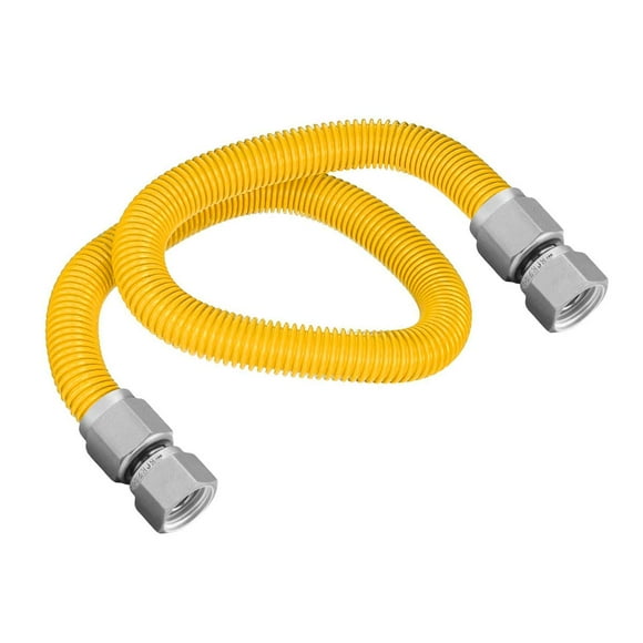 Highcraft GUHD-ZD38-60I Gas Line Hose 1/2'' O.D. x 60'' Length with 3/8 in. FIP Fitting, Yellow Coated Stainless Steel Flexible Connector, 60 Inch