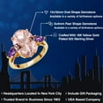 thumbnail image 2 of Gem Stone King 9.92 Ct Peach Nano Morganite Purple Amethyst 18K Yellow Gold Plated Silver 3-Stone Engagement Ring, 2 of 6