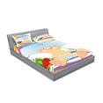 thumbnail image 2 of Ambesonne Cartoon Fitted Sheet & Pillow Sham Set, Beach Sun Summer Day, Queen, Multicolor, 2 of 2