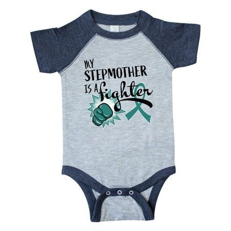 

Inktastic Ovarian Cancer Awareness My Stepmother is a Fighter Gift Baby Boy or Baby Girl Bodysuit