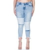 Cello Juniors' Plus Size Mid Rise Patched Crop Skinny Jean