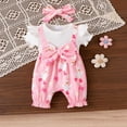 thumbnail image 2 of CAICJ98 Newborn Baby Girl Clothes Summer Short Sleeve Romper Floral Bow Short Jumpsuit Infant Cute Outfits (Red,12-18 Months), 2 of 7