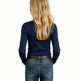 thumbnail image 5 of Floleo Girls Elastic Ribbed Crewneck Long Sleeve top Solid Stretch Basic Layering Undershirt for Kids Aged 5-13 Years(Navy,12-13 Years), 5 of 5