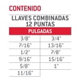 thumbnail image 3 of Juego Llaves Combinadas 11Pzs Pulido Espejo Urrea, 3 of 3