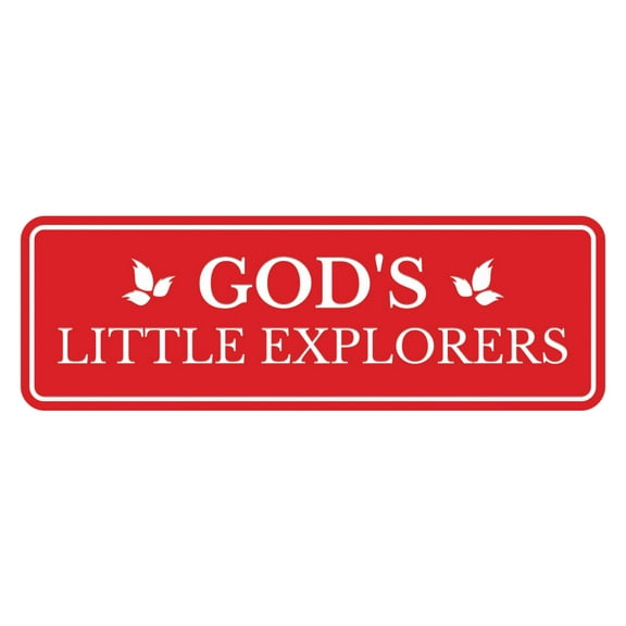 Signs ByLITA Standard God's Little Explorers Door or Wall Sign Easy Installation | Durable Construction | Religious Greetings | Sunday School Welcome Signs | Church | Faith Sign (Red) - Large