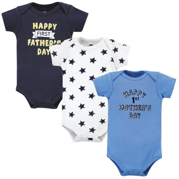 Hudson Baby Infant Boy Cotton Bodysuits, Boy Mothers Fathers Day, 0-3 Months