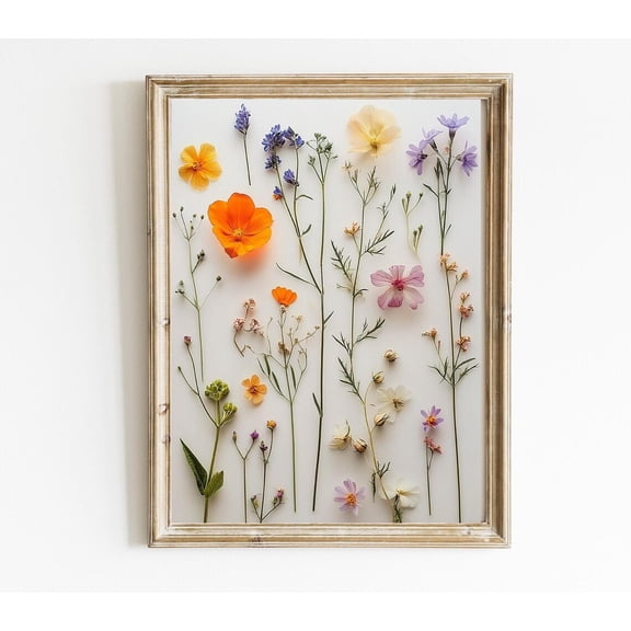 Pressed Flower Art Print Poster Modern Floral Wall Decor Poster Natural Home Decor Poster Minimalistic Wall Art Poster Natural Nursery Art Art E429, Unframed Poster Size 8x12 F03.1.18l785