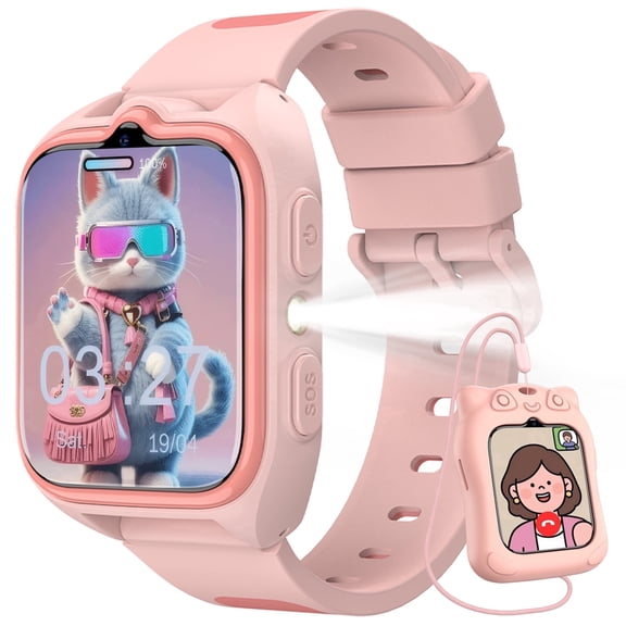 Blackview Kids Smart Watch for Boys Girls, 1.75" HD Touch Screen, 32 Educational Games, Music Player, Habit Tracker, Pedometer, IP68 Waterproof, Alarm Calculator, Gift Idea (Pink)