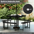 thumbnail image 6 of Yardi Yarda Outdoor Square Picnic Table Bench Set for 4-8 People, Table with Umbrella Hole for Outdoor as Yard, Black, 6 of 12