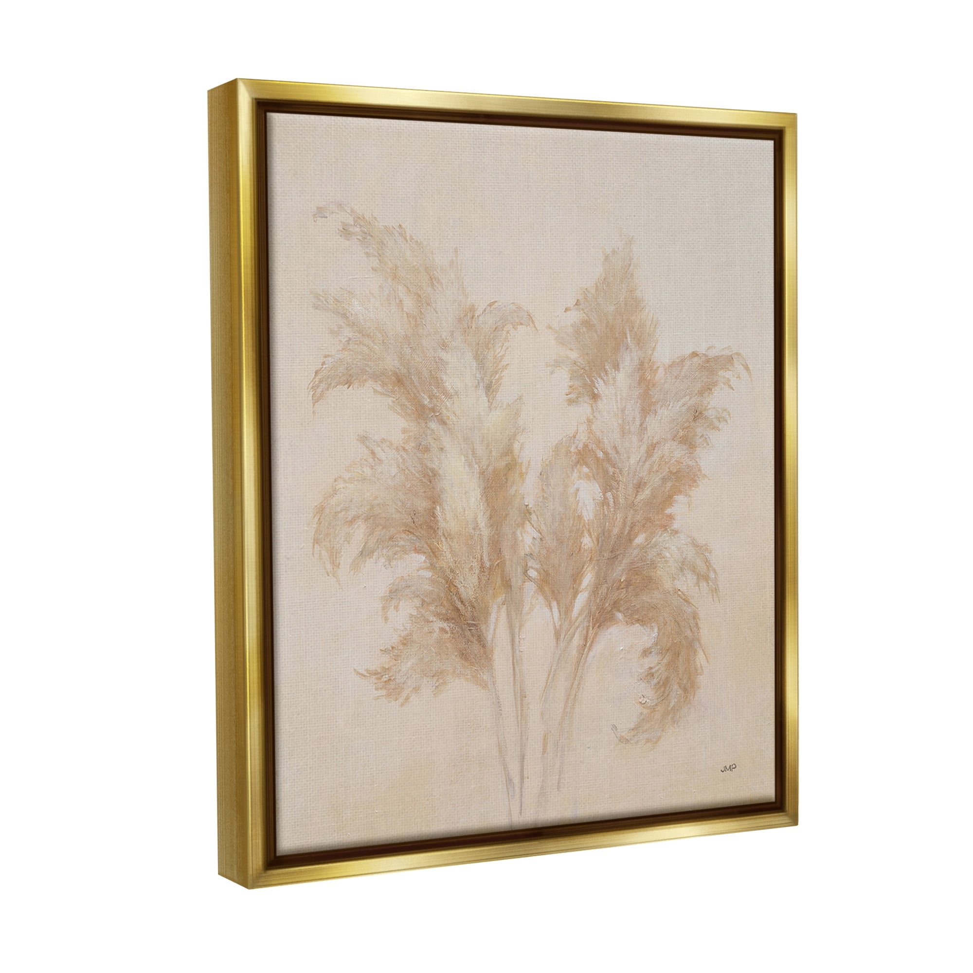 Stupell Industries Traditional Pampas Grass Botanical & Floral Painting Gold Floater Framed Canvas Art Print Wall Art, 25 x 31