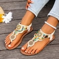 thumbnail image 3 of Boho Sandals for Women Flat Heel Open Toe Casual Flip-Flops Slides Thong Women Fashionable Casual Solid Color Versatile Thick Heel Sandals Outerwear, 3 of 5