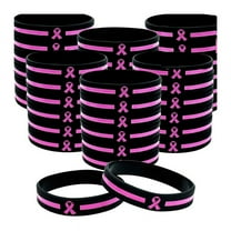 36 Pcs Breast- Awareness Bracelets Bulk Items Accessories Simple Pink Ribbon Silicone Wristbands
